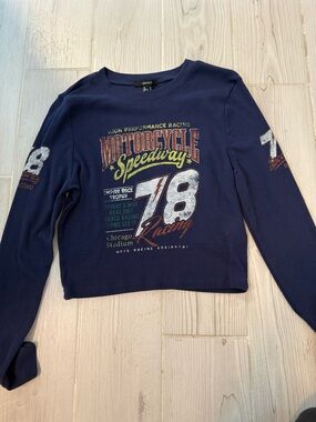 Forever 21 Navy Graphic Motorcycle Tee